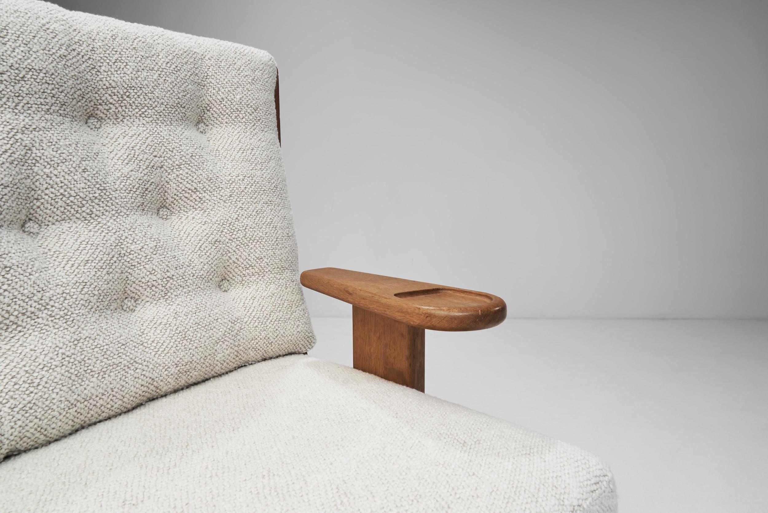Sofá angular de roble Guillerme et Chambron para Votre Maison, Francia Años 60 en venta 2