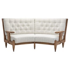 Guillerme et Chambron Oak Angular Sofa for Votre Maison, France 1960s