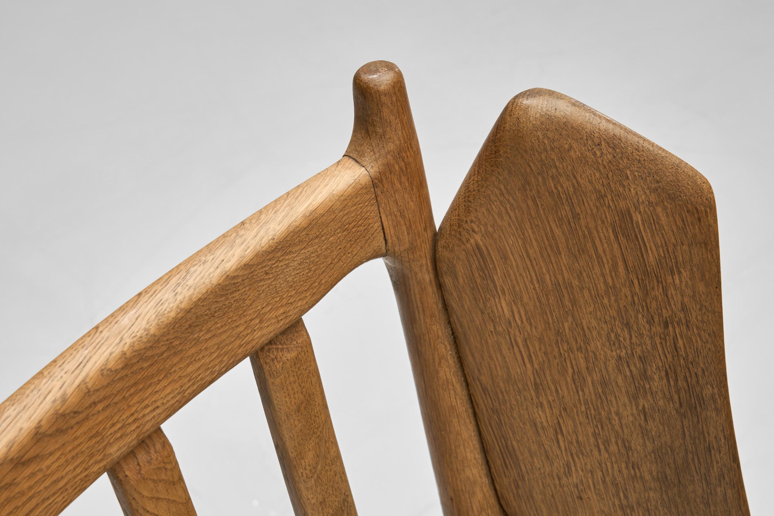 Guillerme et Chambron Oak Armchair for Votre Maison, France ca 1960s 3