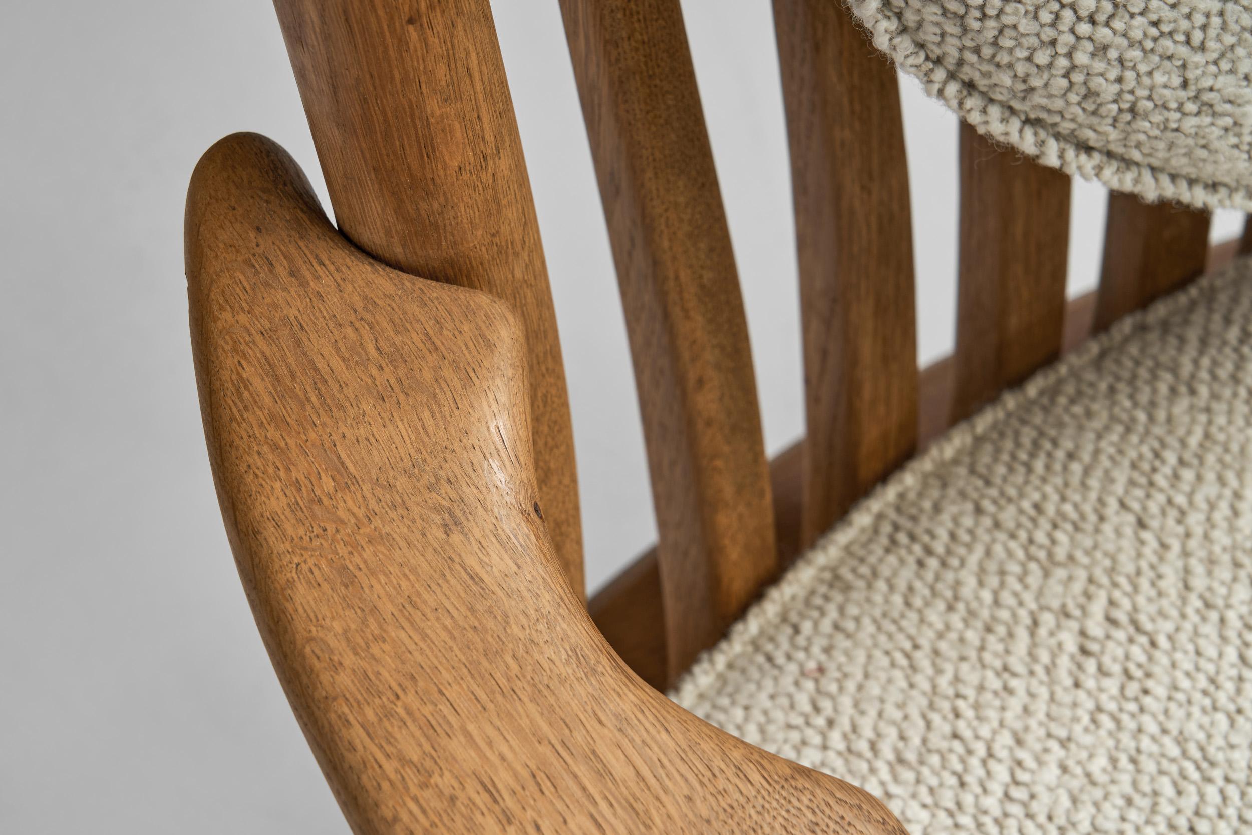 Guillerme et Chambron Oak Armchair for Votre Maison, France ca 1960s 4