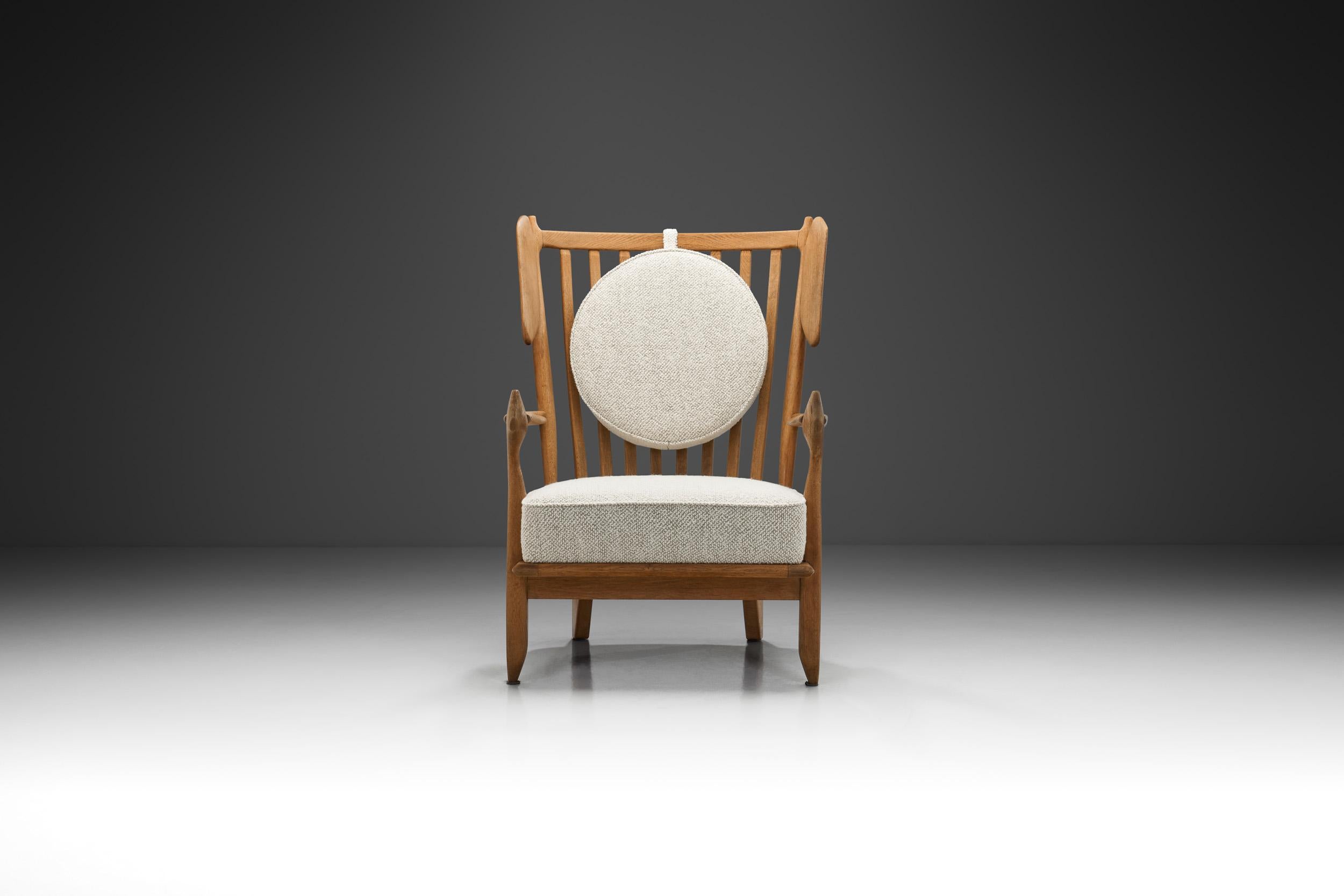 Mid-Century Modern Guillerme et Chambron Oak Armchair for Votre Maison, France ca 1960s