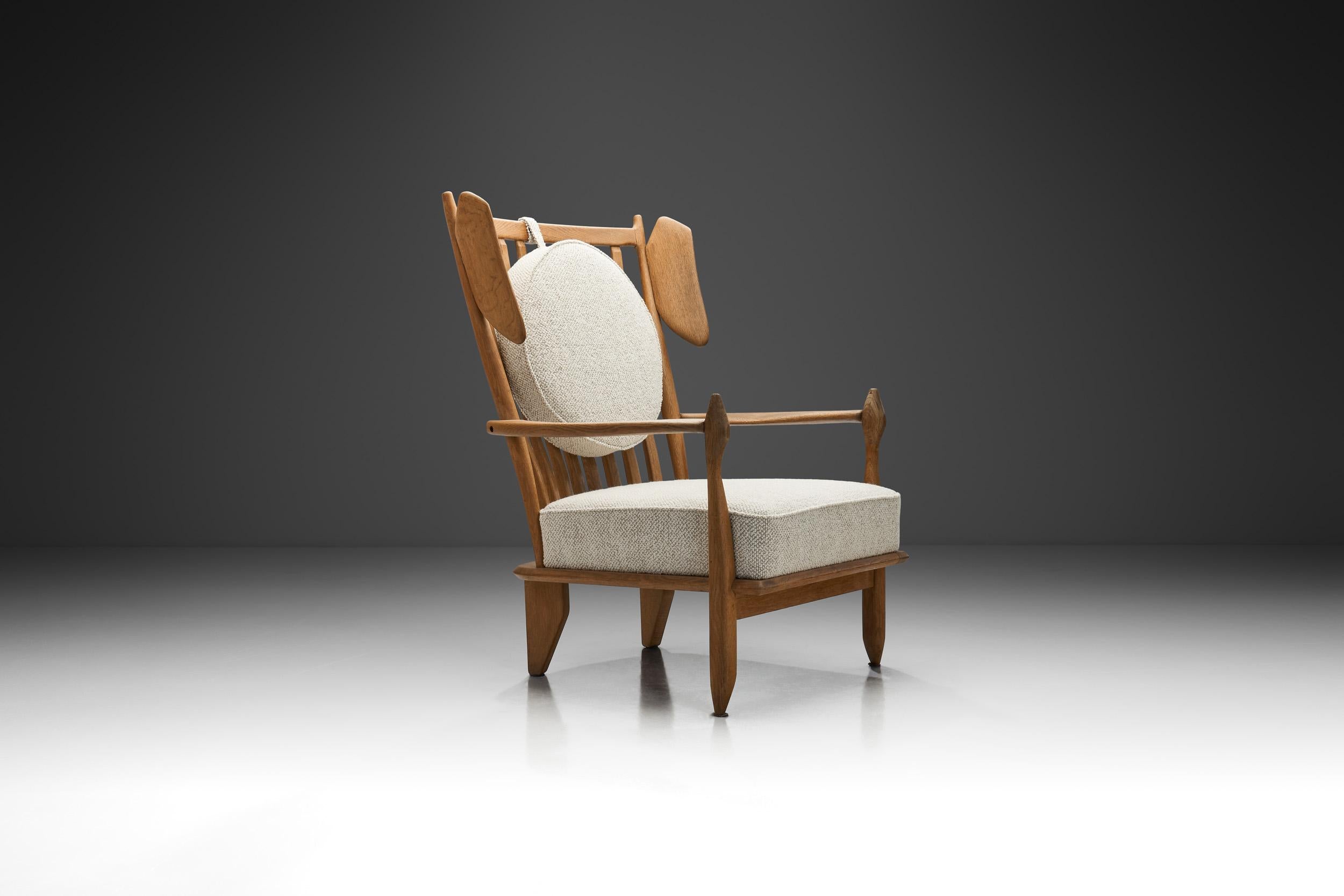 French Guillerme et Chambron Oak Armchair for Votre Maison, France ca 1960s
