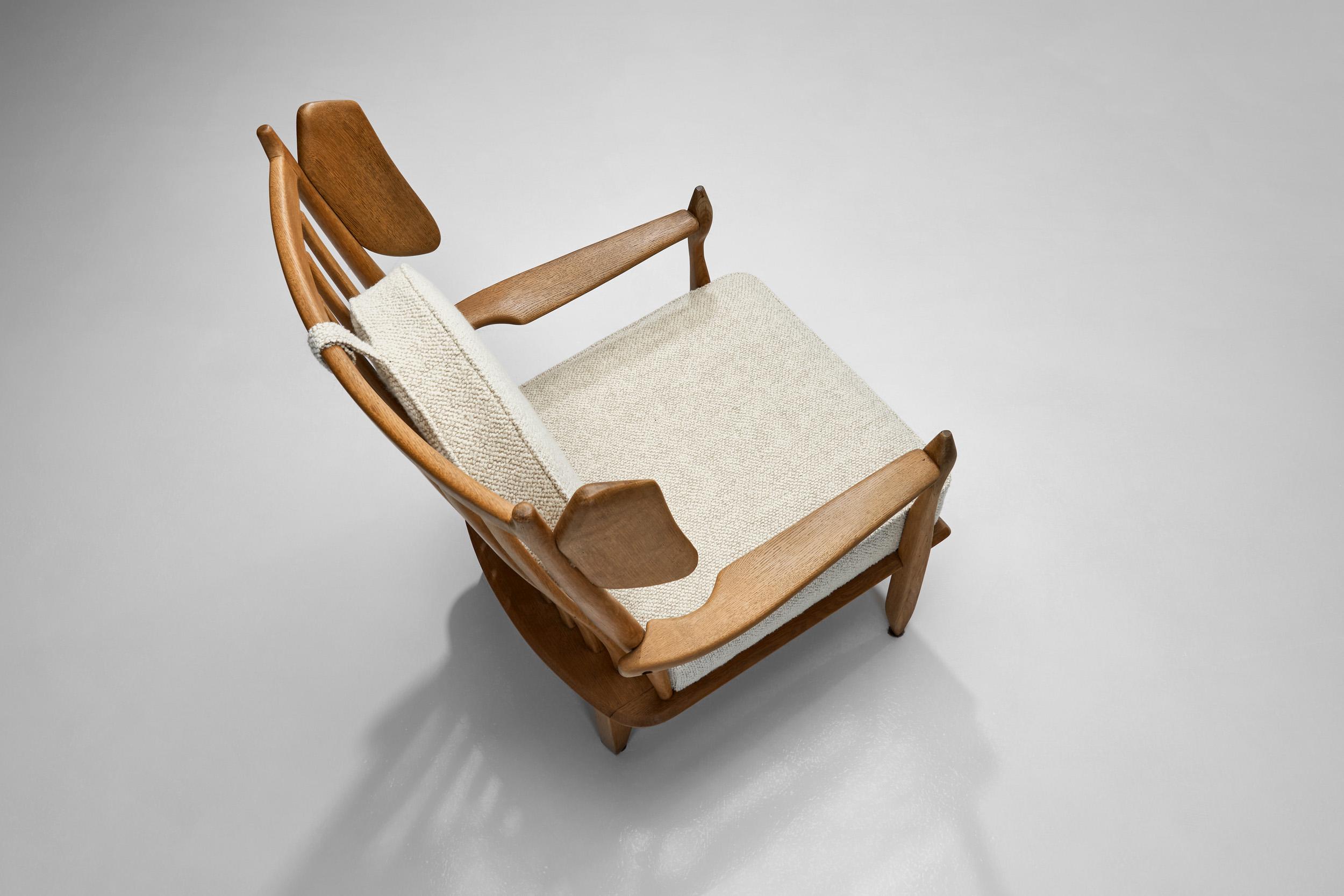 Mid-20th Century Guillerme et Chambron Oak Armchair for Votre Maison, France ca 1960s