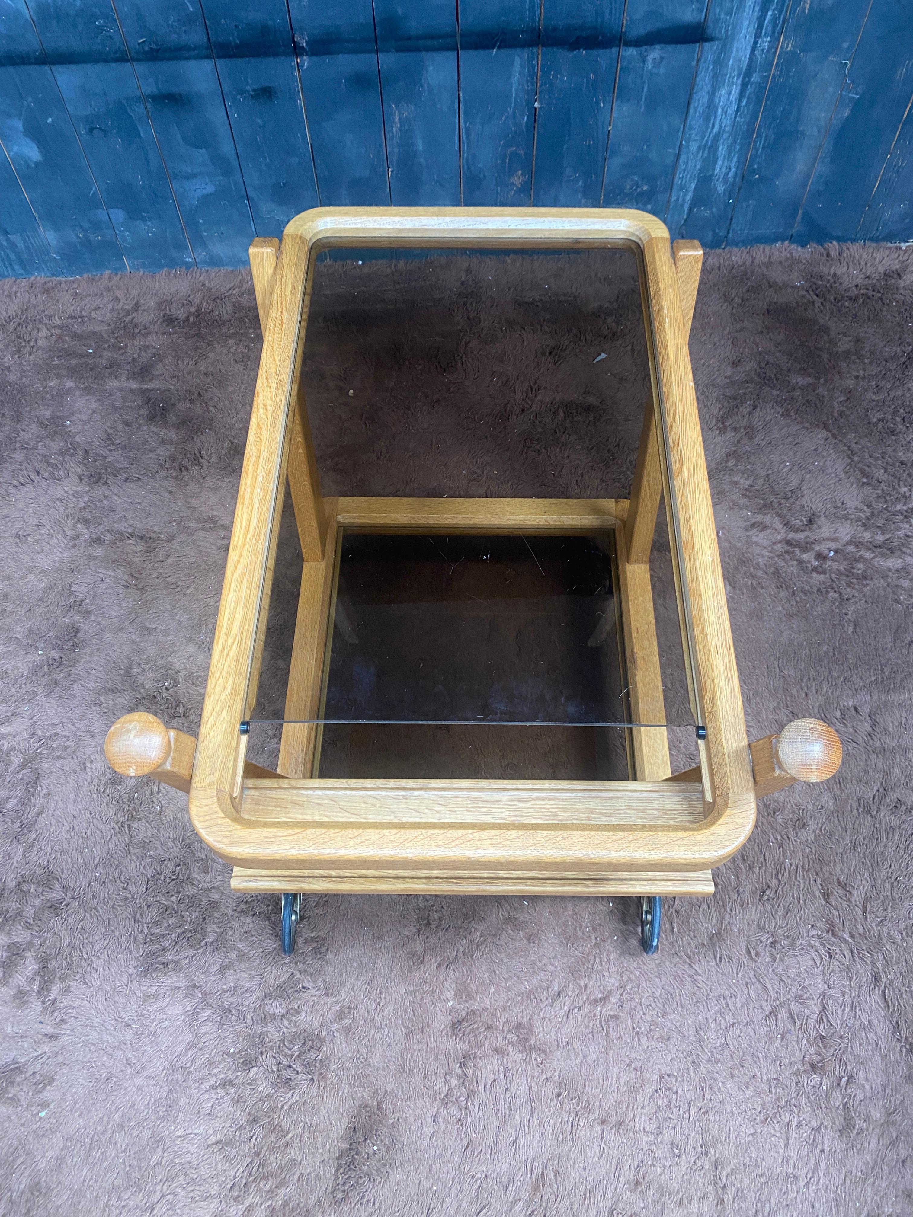 Guillerme et Chambron  oak Bar Cart, Votre Maison circa 1970 For Sale 6