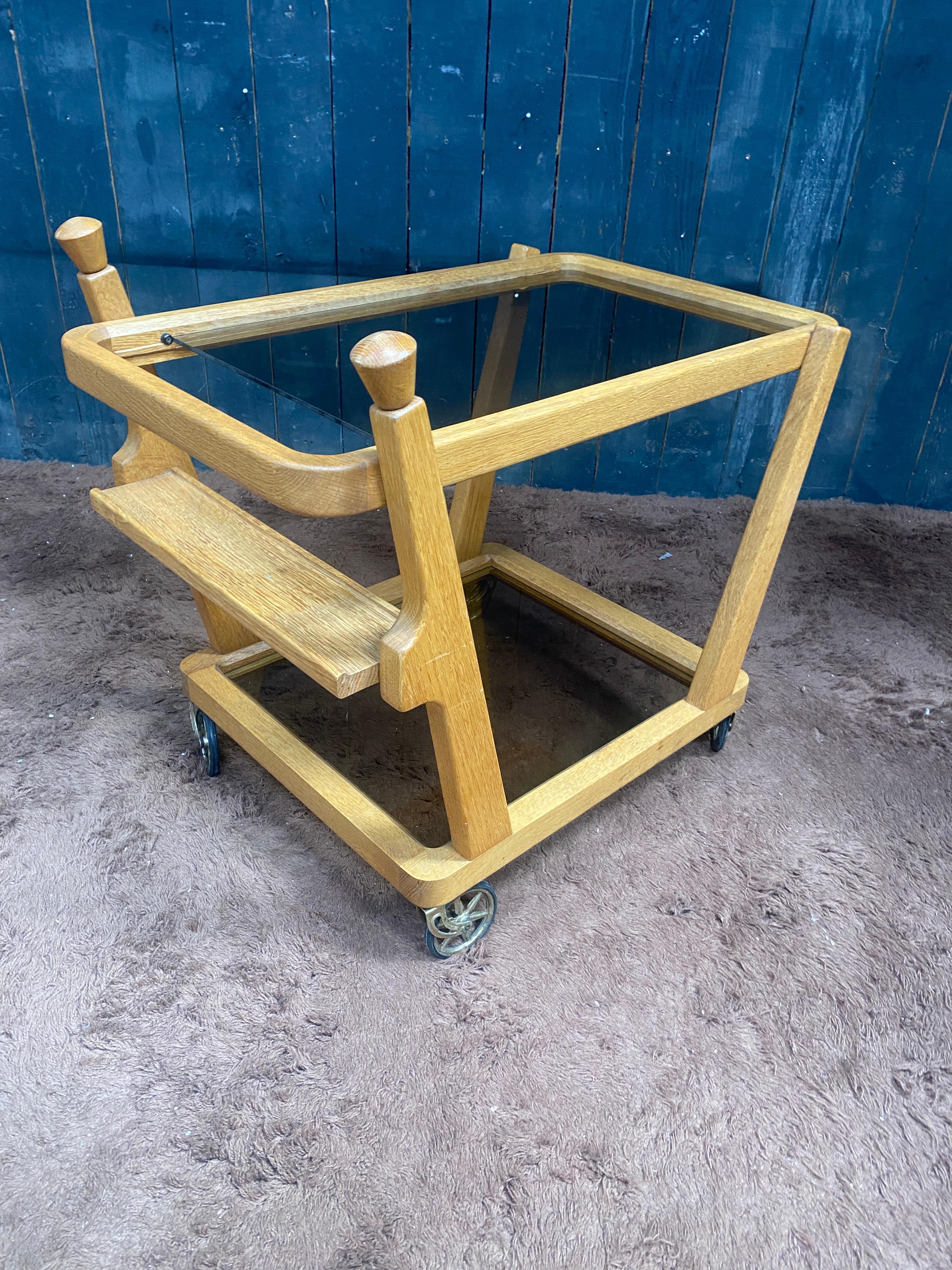 Guillerme et Chambron  oak Bar Cart, Votre Maison circa 1970 For Sale 7