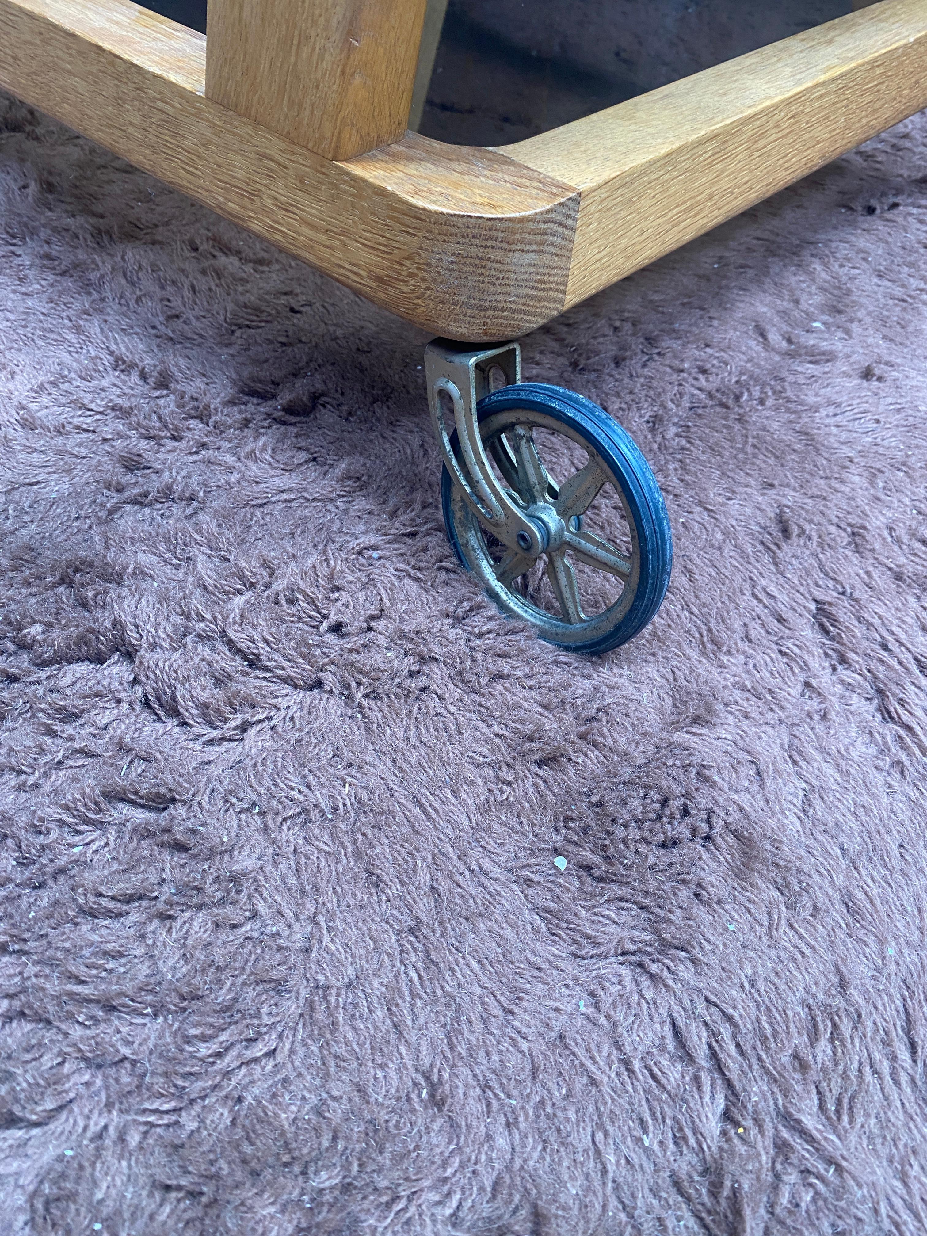 Guillerme et Chambron  oak Bar Cart, Votre Maison circa 1970 For Sale 1