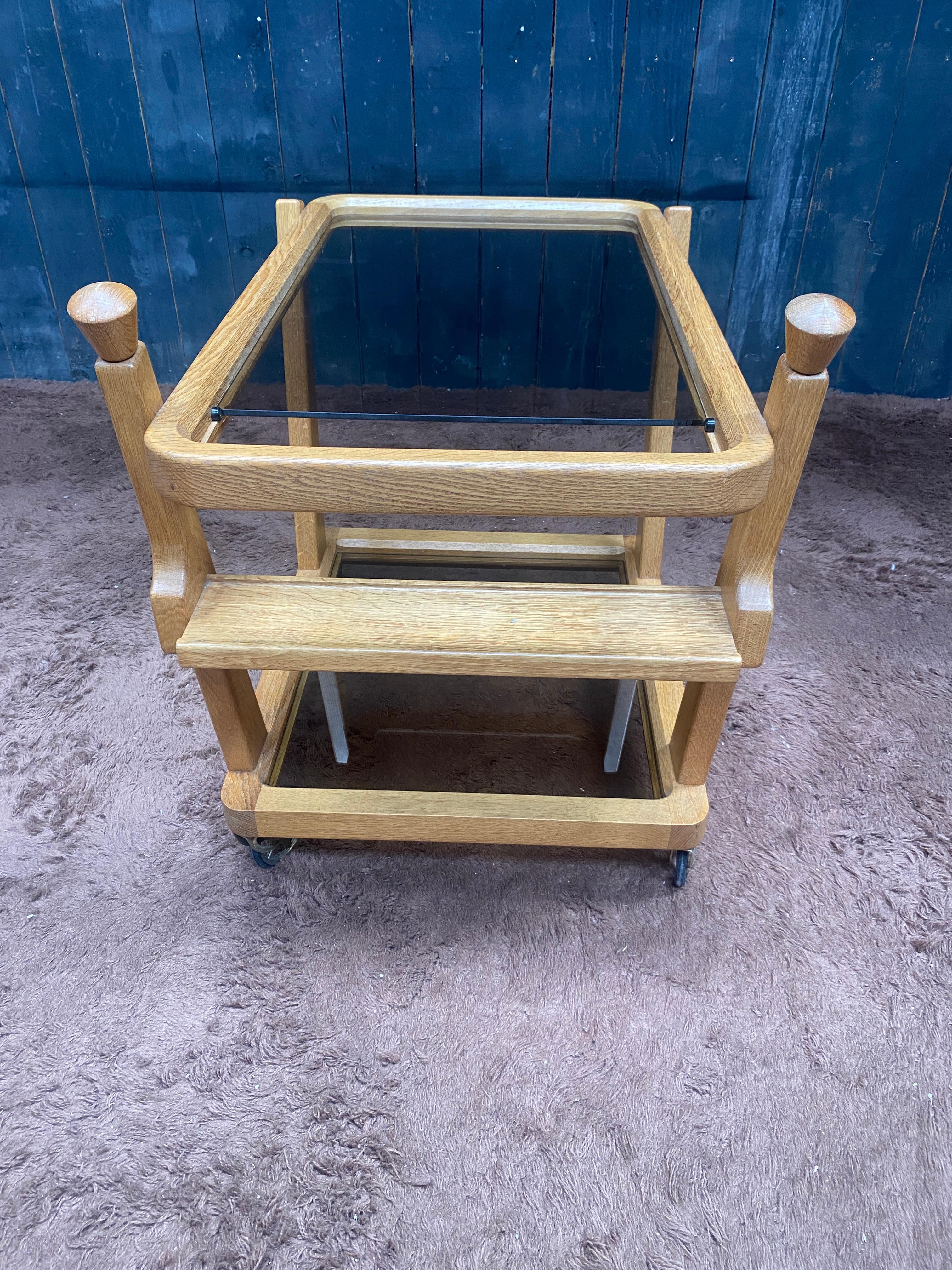 Guillerme et Chambron  oak Bar Cart, Votre Maison circa 1970 For Sale 3