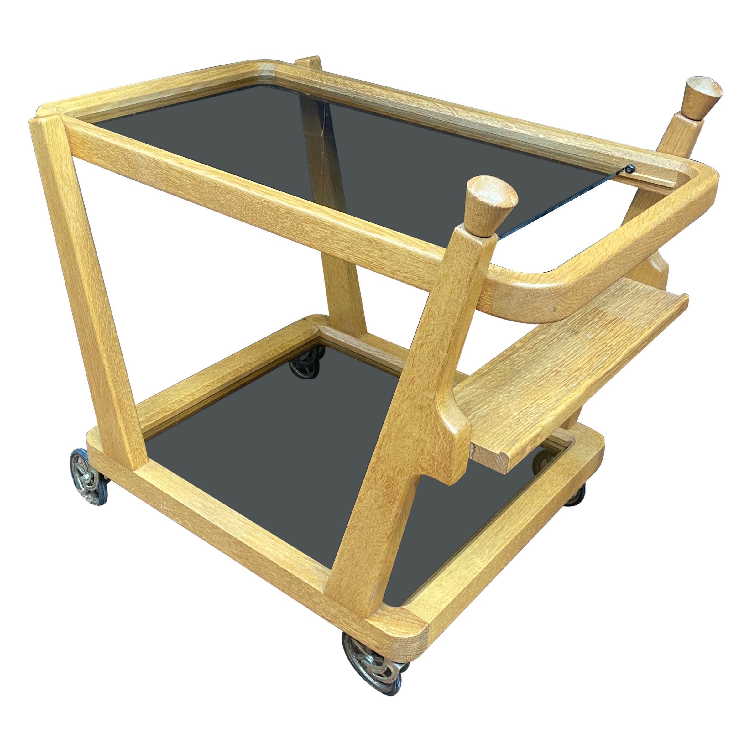 Guillerme et Chambron  oak Bar Cart, Votre Maison circa 1970 For Sale