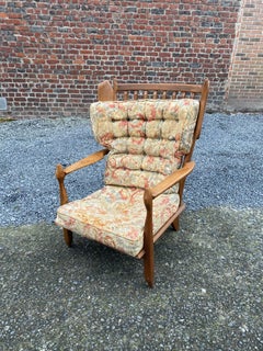 Guillerme et Chambron, Oak Bergere Chair, circa 1960, Edition Votre Maison