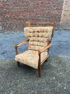 Guillerme et Chambron, Eiche Bergere Stuhl, um 1960, Edition Votre Maison