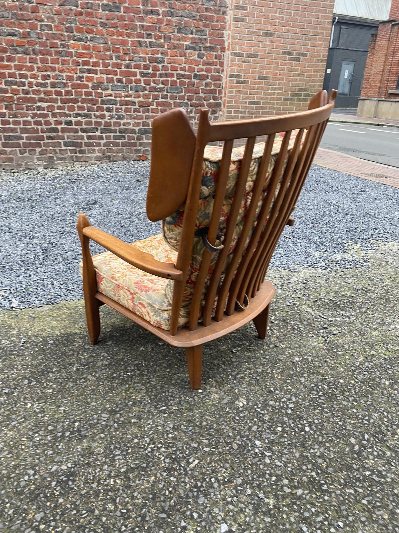 Modern Guillerme et Chambron, Oak Bergere Chair, circa 1960, Edition Votre Maison For Sale