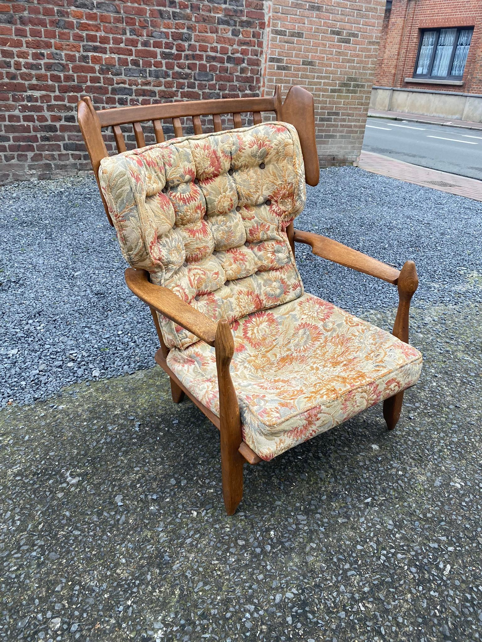 French Guillerme et Chambron, Oak Bergere Chair, circa 1960, Edition Votre Maison For Sale