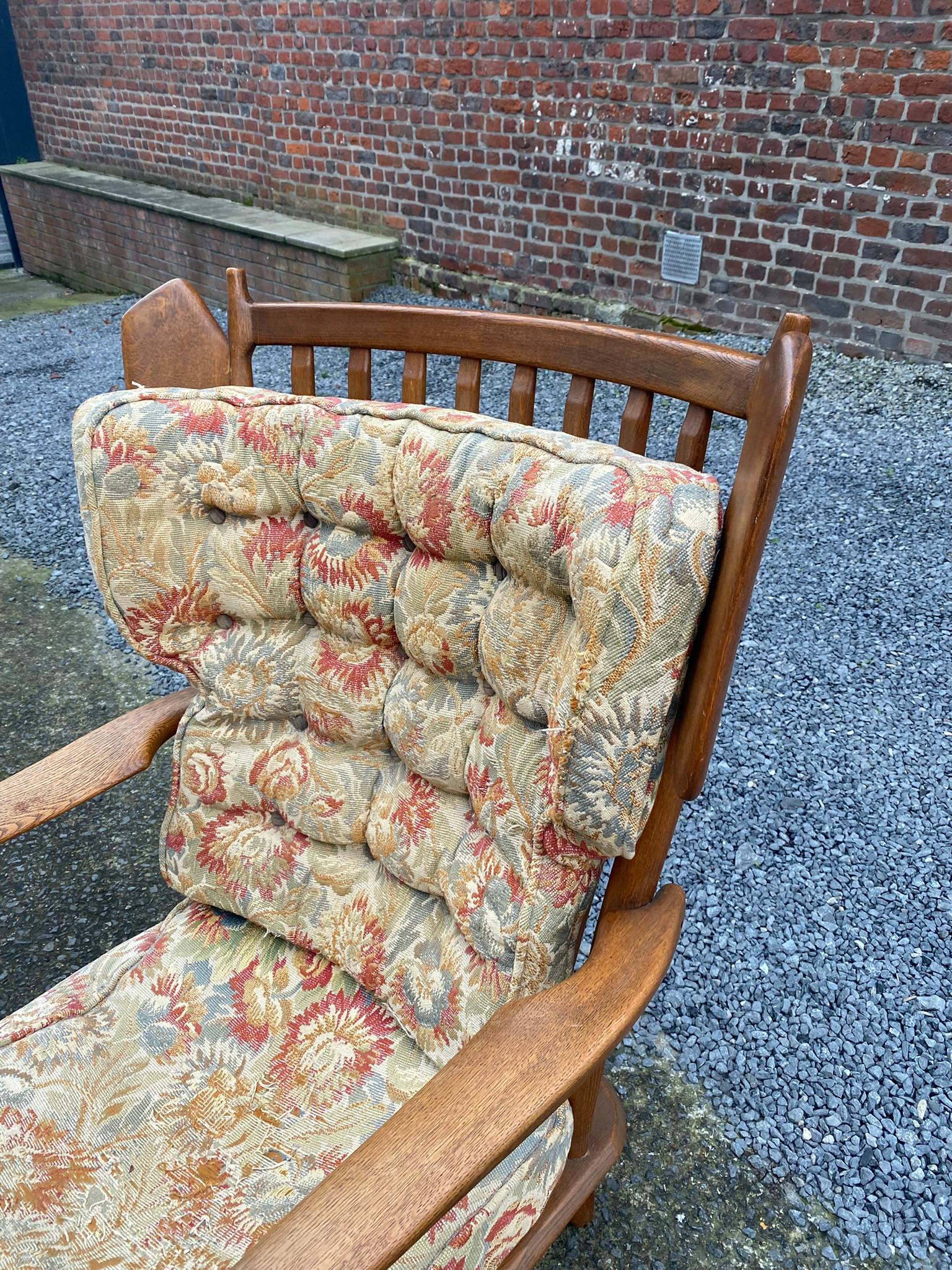 Guillerme et Chambron, Oak Bergere Chair, circa 1960, Edition Votre Maison For Sale 3