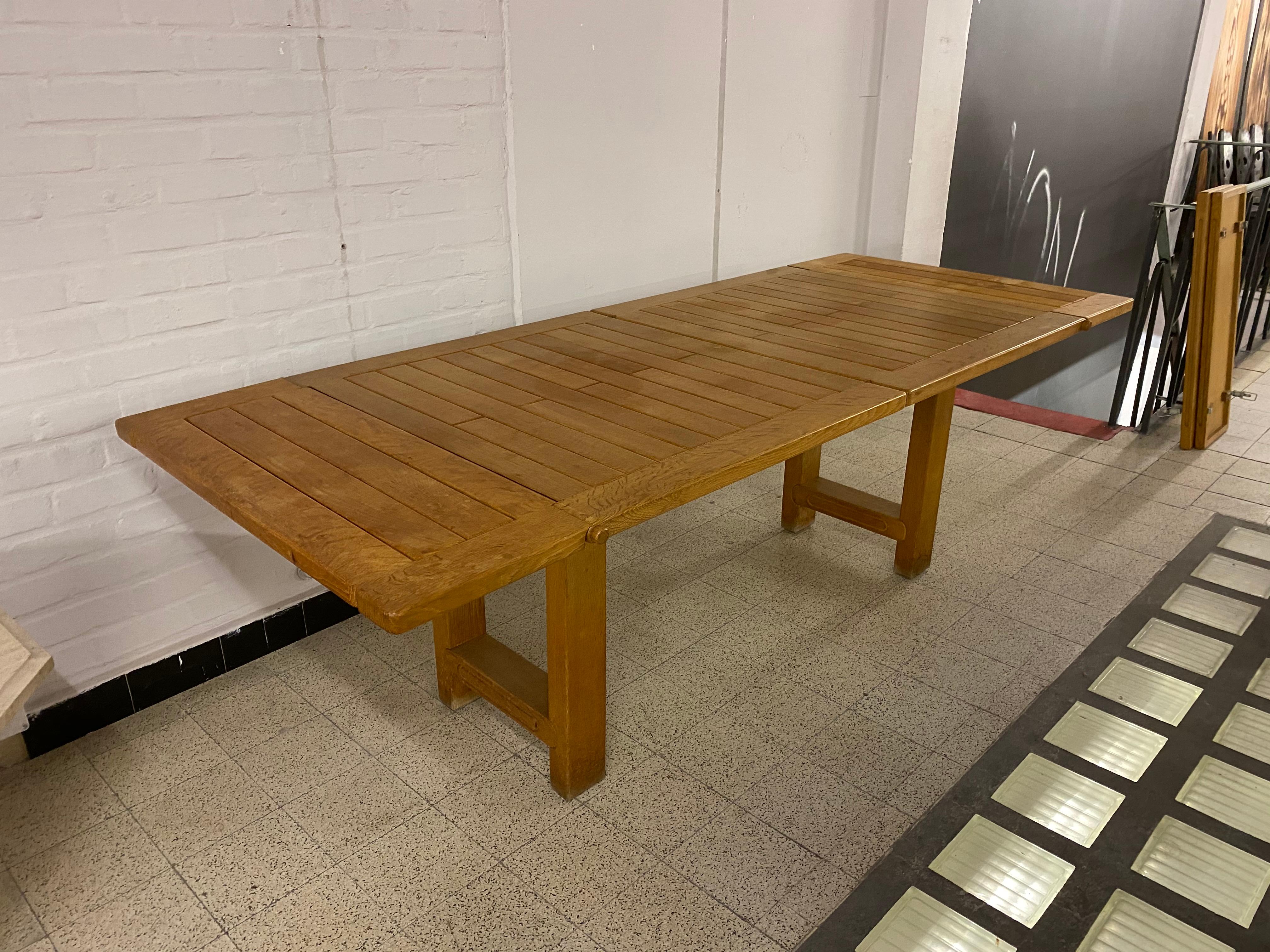 Guillerme et Chambron, Oak Bourbonnais Table, circa 1970 For Sale 4