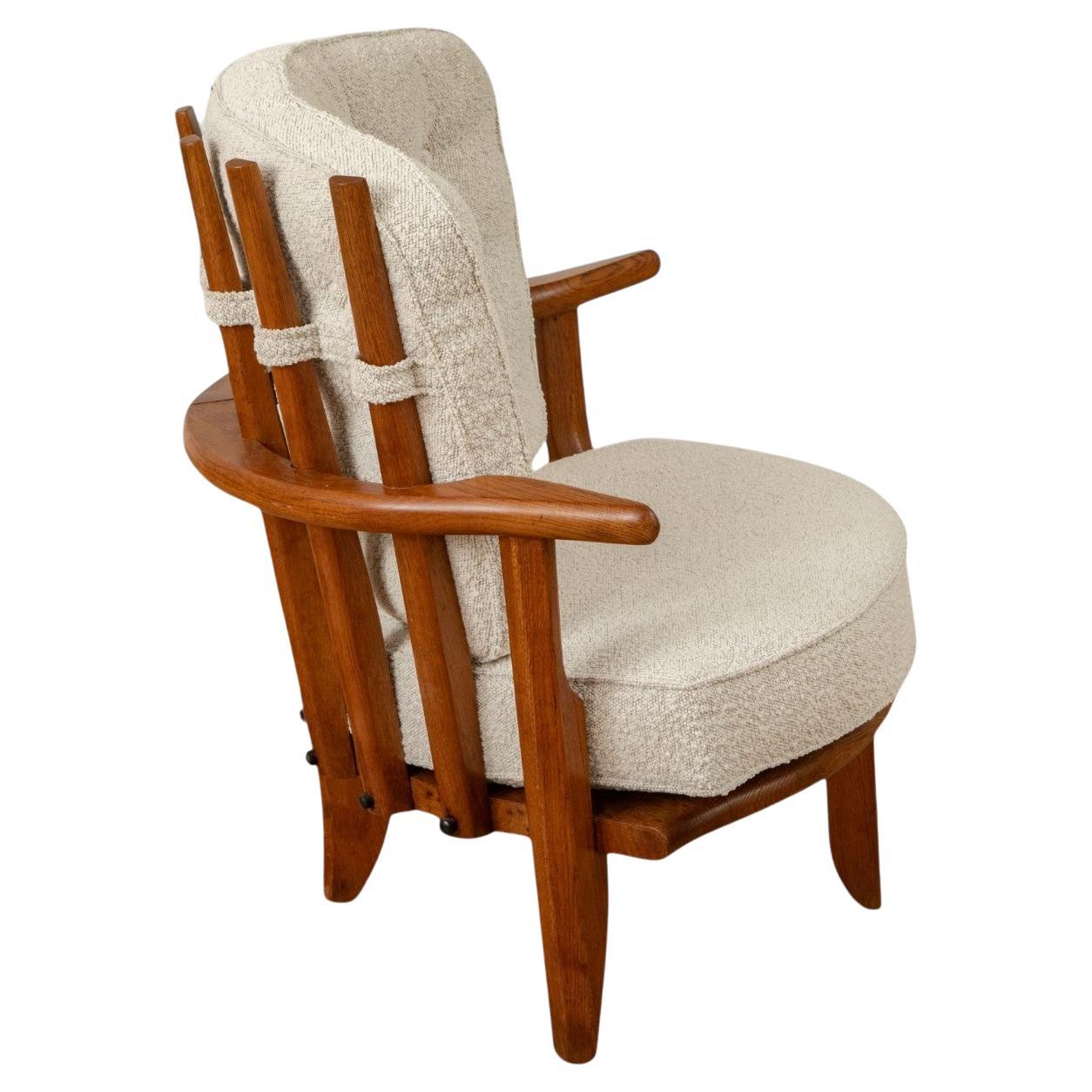 Guillerme et Chambron Oak Corner Chair, France 1960s en vente