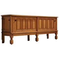 Guillerme et Chambron Oak Credenza with Sliding Doors