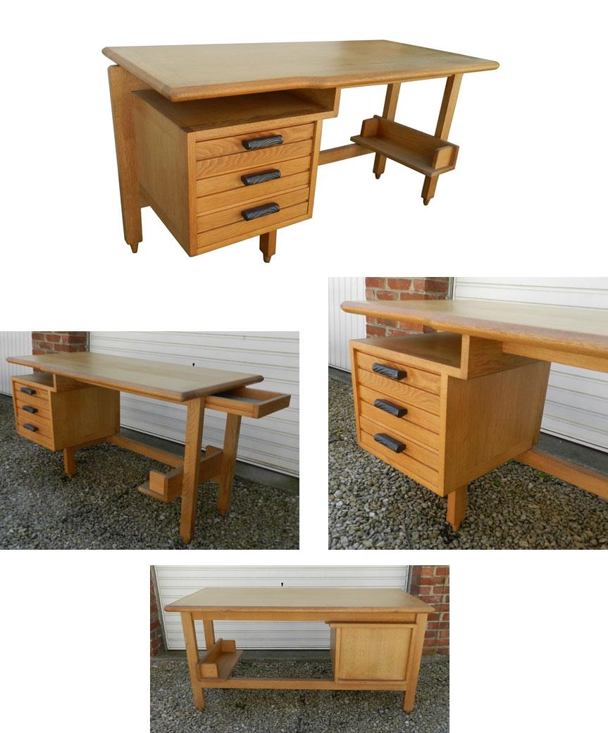 Français Guillerme et Chambron, Bureau en Oak, Edition Votre Maison, circa 1960 en vente