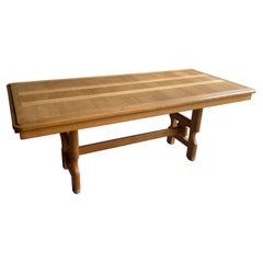 Guillerme et Chambron Oak Dining Table, Extends from 6' to 9', France, 1950's