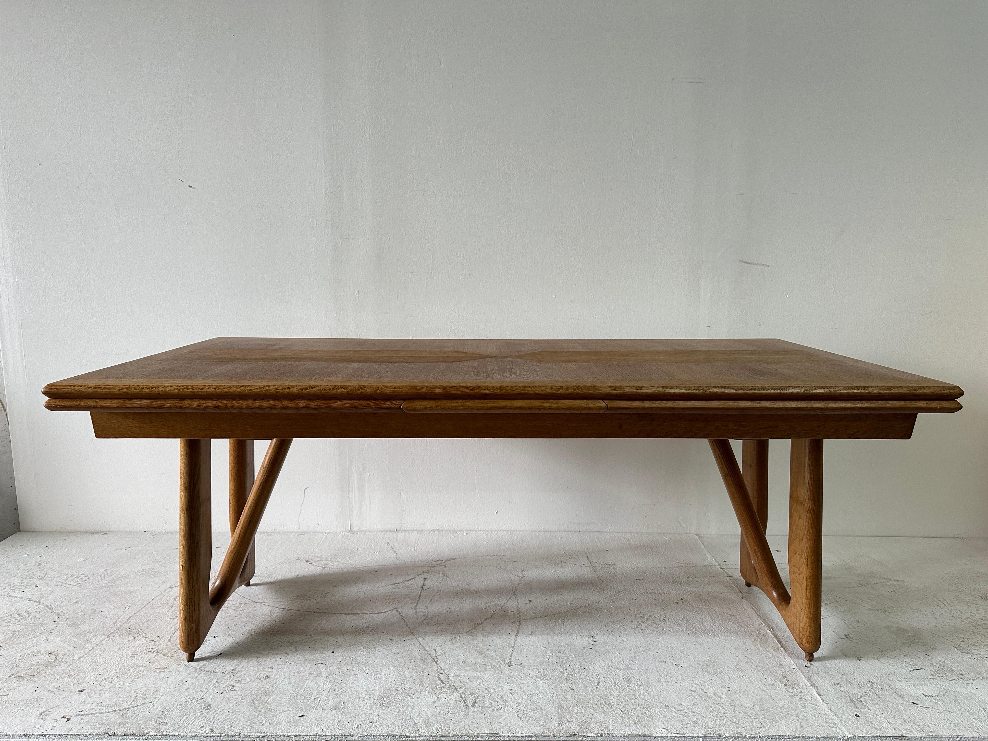 Guillerme et Chambron Oak Dining Table w/ Extension - Model 