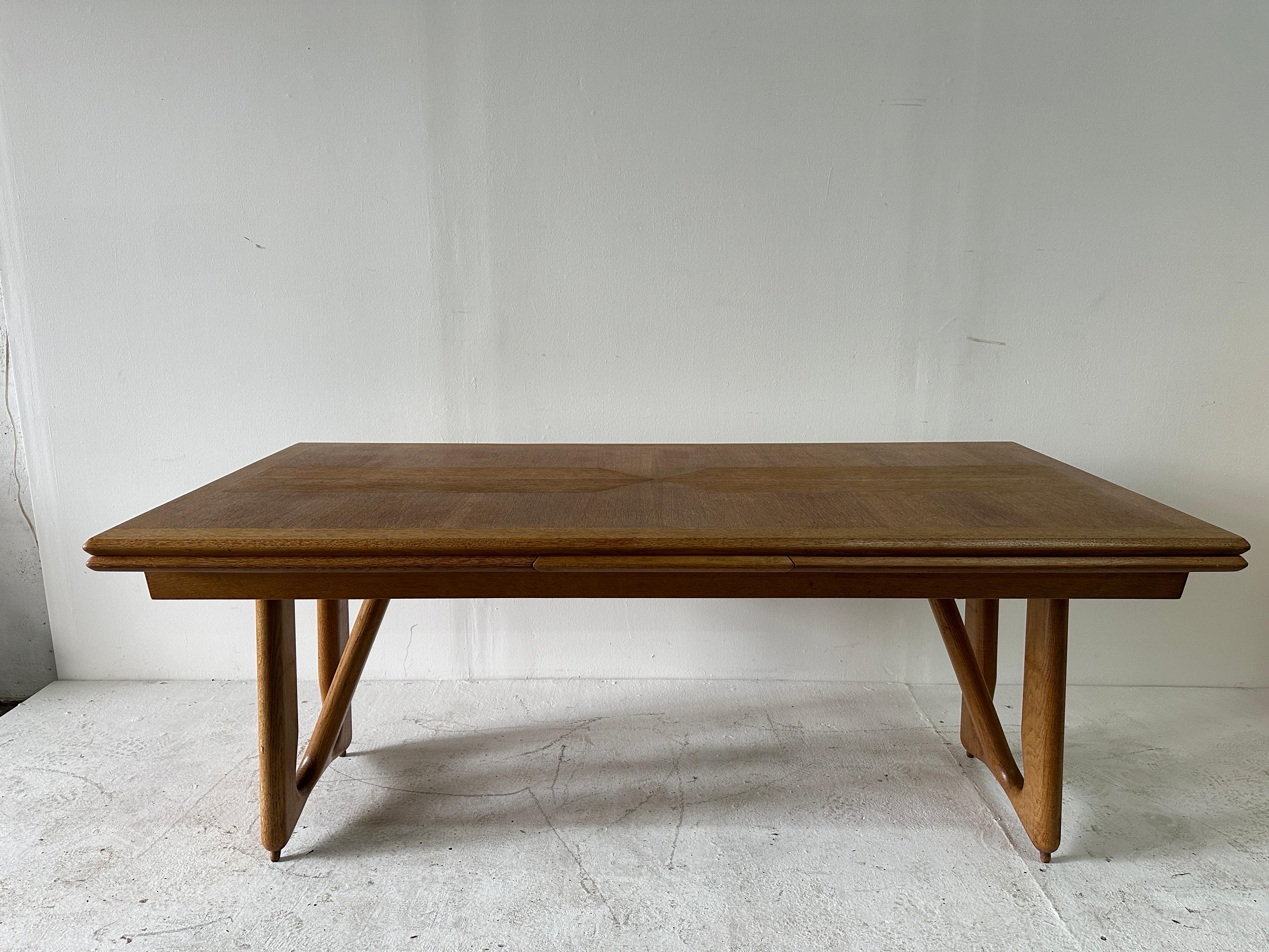 Guillerme et Chambron Oak Dining Table w/ Extension - Model 