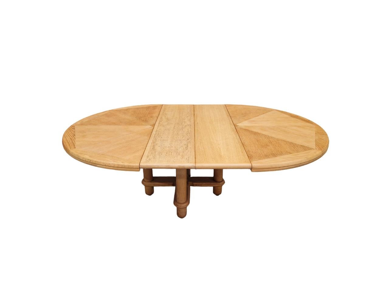 Guillerme and Chambron,  oak dinning room table Victorine, Edition Votre Maison 1970
Leaves  2x 35 cm