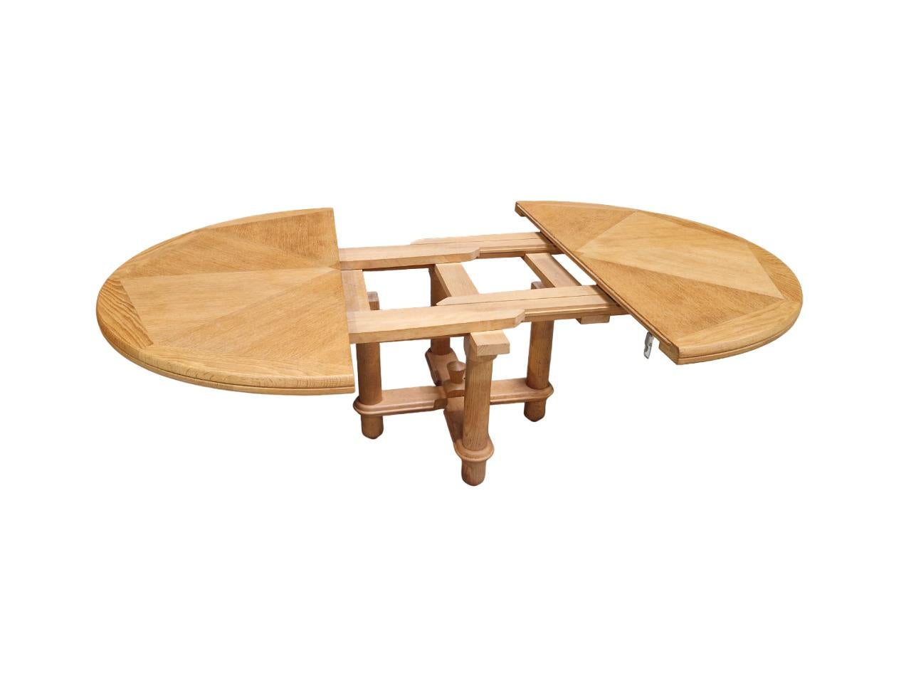 Mid-Century Modern Guillerme et Chambron,  oak dinning room table Victorine, Edition Votre Maison For Sale