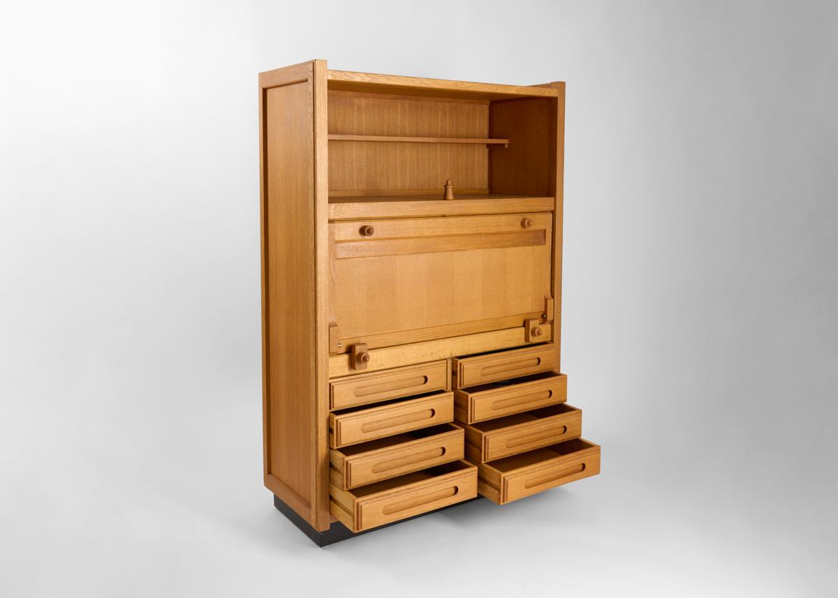 Guillerme et Chambron, Oak Drop Front Secretary, France, Mid-20th Century In Good Condition In New York, NY
