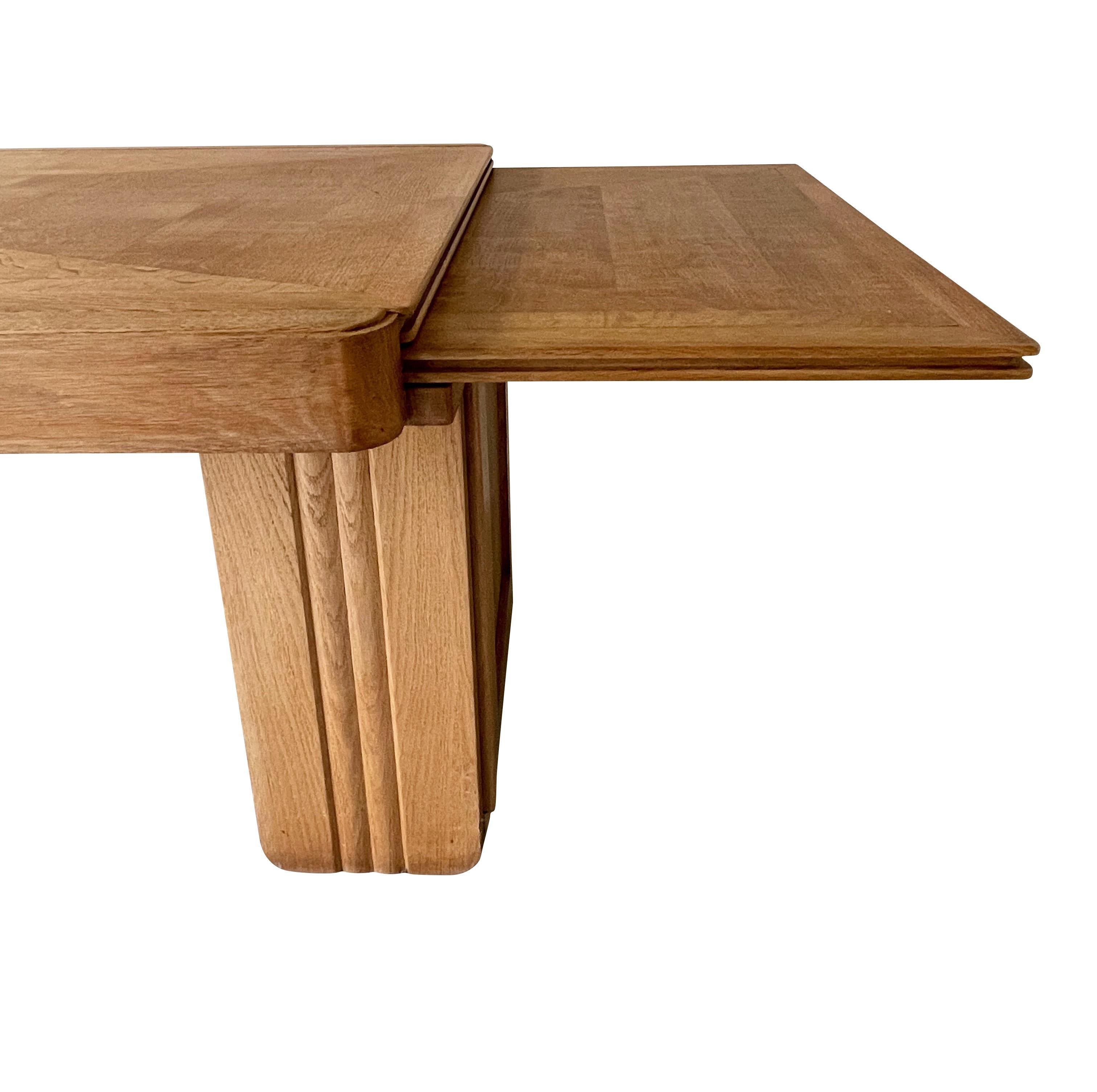 Guillerme Et Chambron Oak Extending Top Desk Or Dining Table, France, 1960s For Sale 1