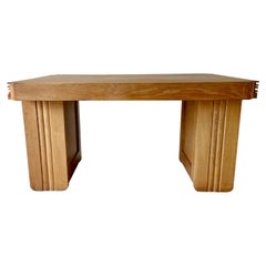 Guillerme Et Chambron Oak Extending Top Desk Or Dining Table, France, 1960s