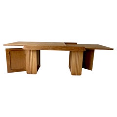 Guillerme Et Chambron Oak Extending Top Desk Or Dining Table, France, 1960s