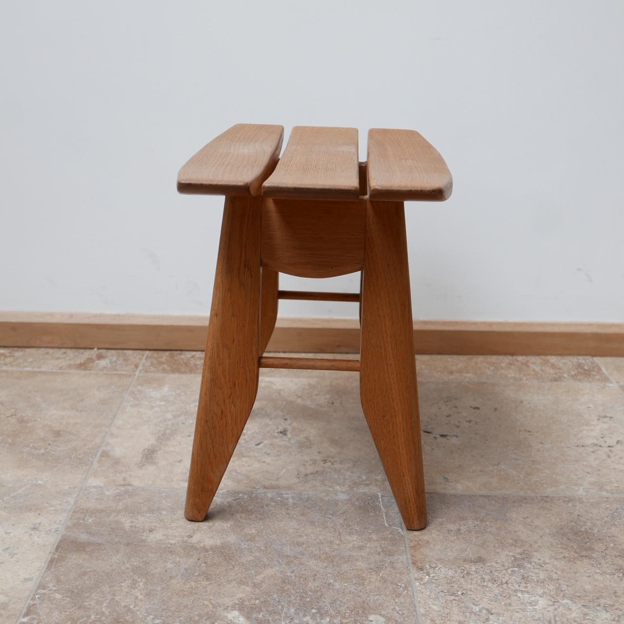 Guillerme et Chambron Oak French Mid-Century Stools '2' 2