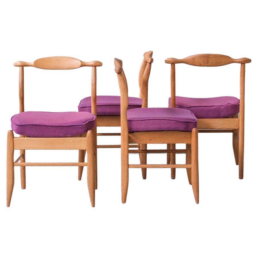 Guillerme et Chambron Oak 'Fumay' Midcentury Dining Chairs