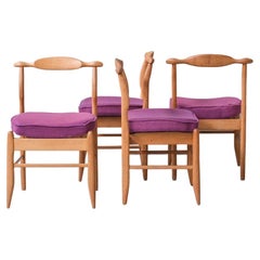 Chaises de salle à manger 'Fumay' en chêne de Guillerme et Chambron du milieu du siècle dernier