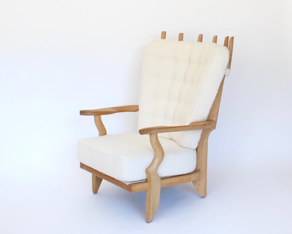 Fabric Guillerme et Chambron Oak Grand Repos French Lounge Chair Votre Maison
