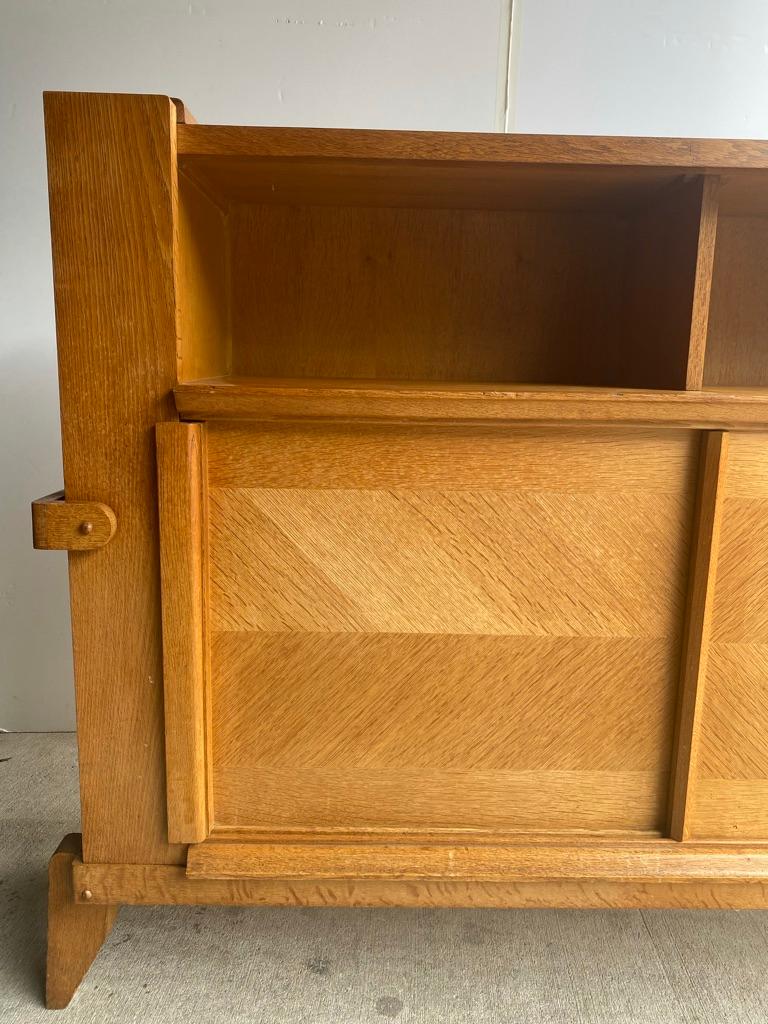 Mid-Century Modern Guillerme et Chambron Oak Highboard, France, 1960's