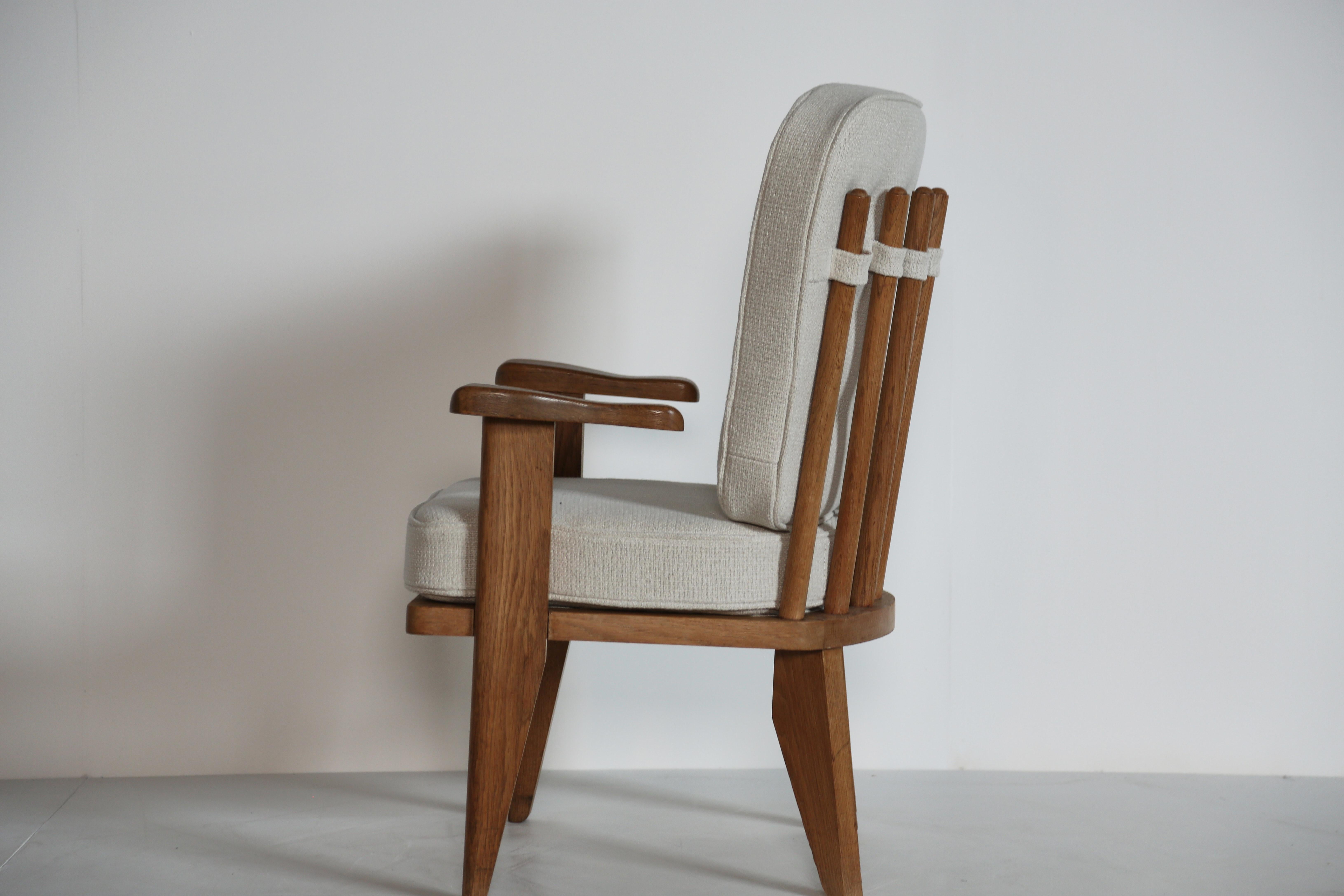 Guillerme et Chambron Oak Lounge Chair / Armchair, France, 1960s For Sale 4
