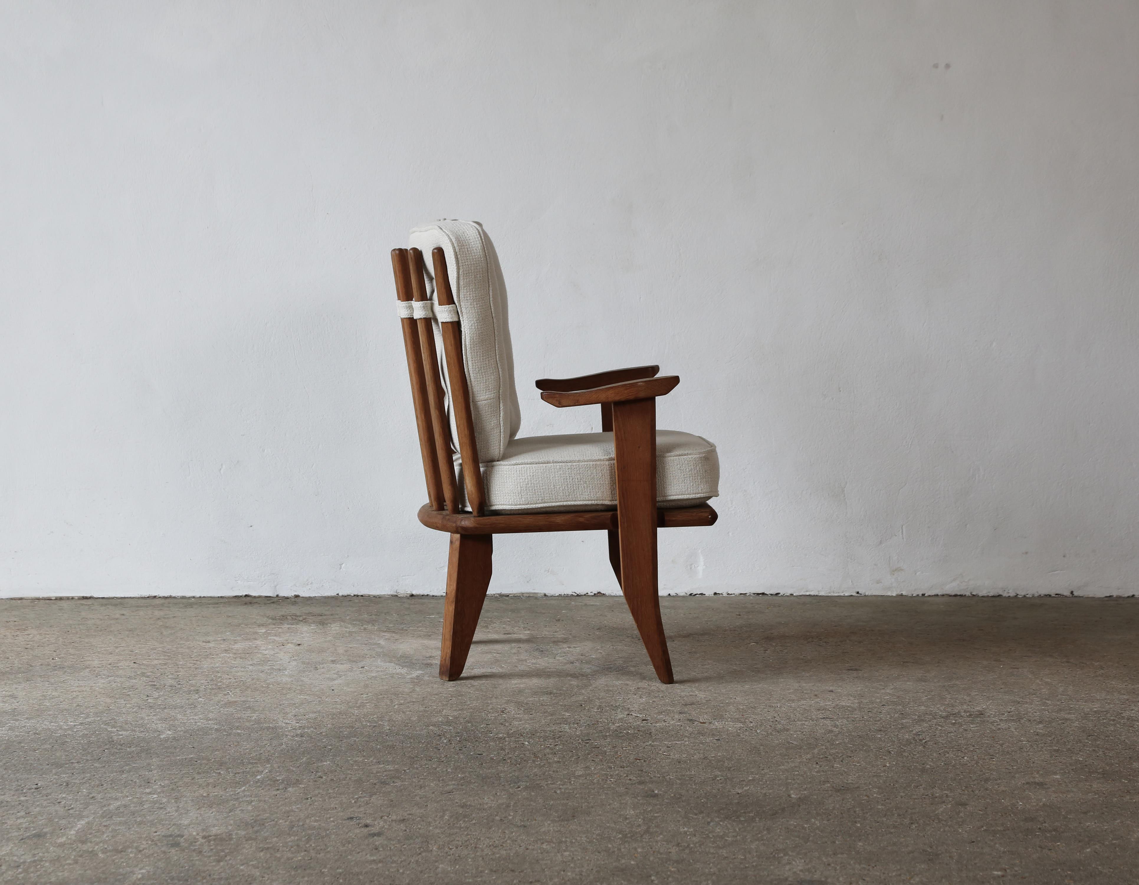 Guillerme et Chambron Oak Lounge Chair / Armchair, France, 1960s For Sale 5