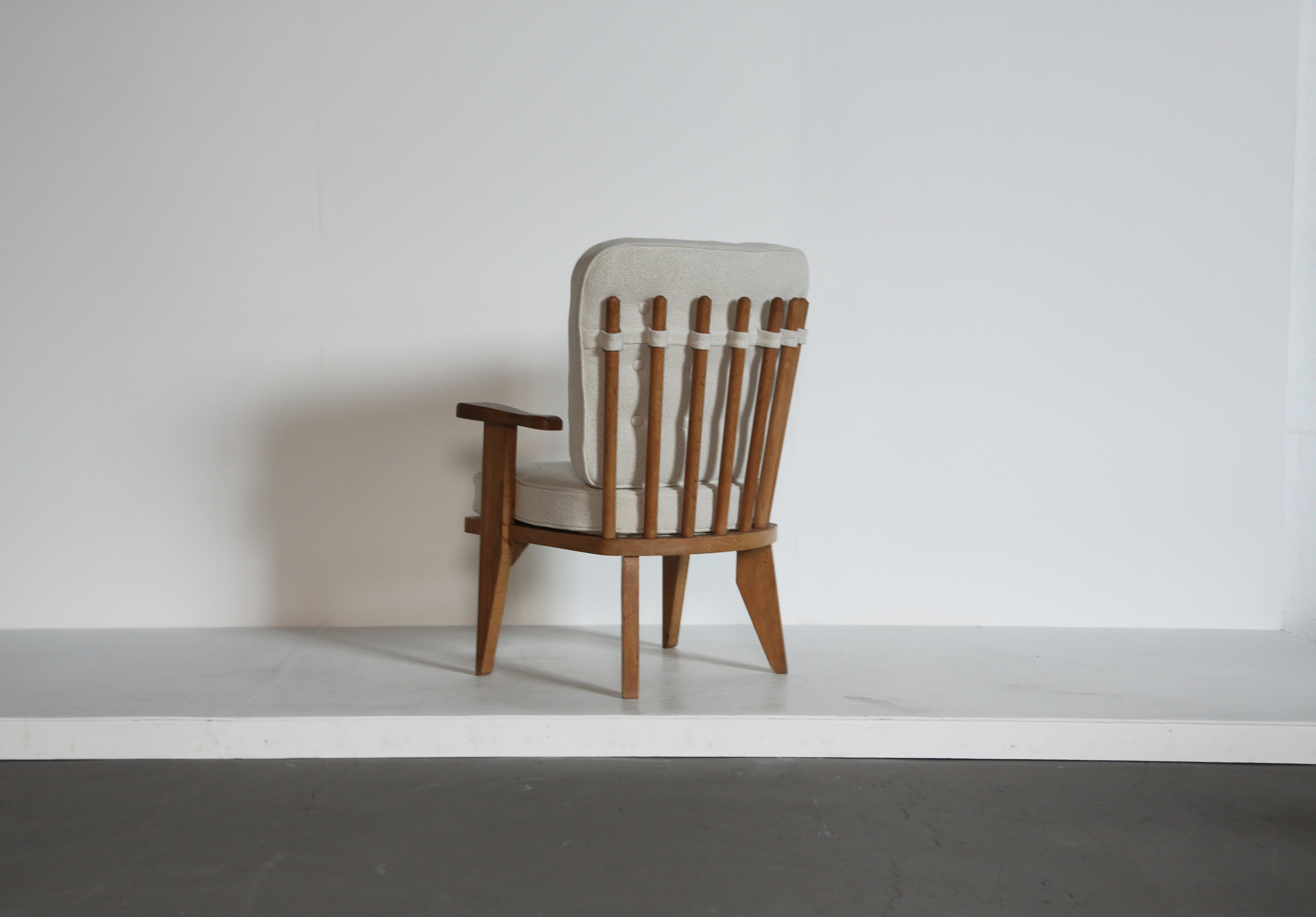 Guillerme et Chambron Oak Lounge Chair / Armchair, France, 1960s For Sale 2