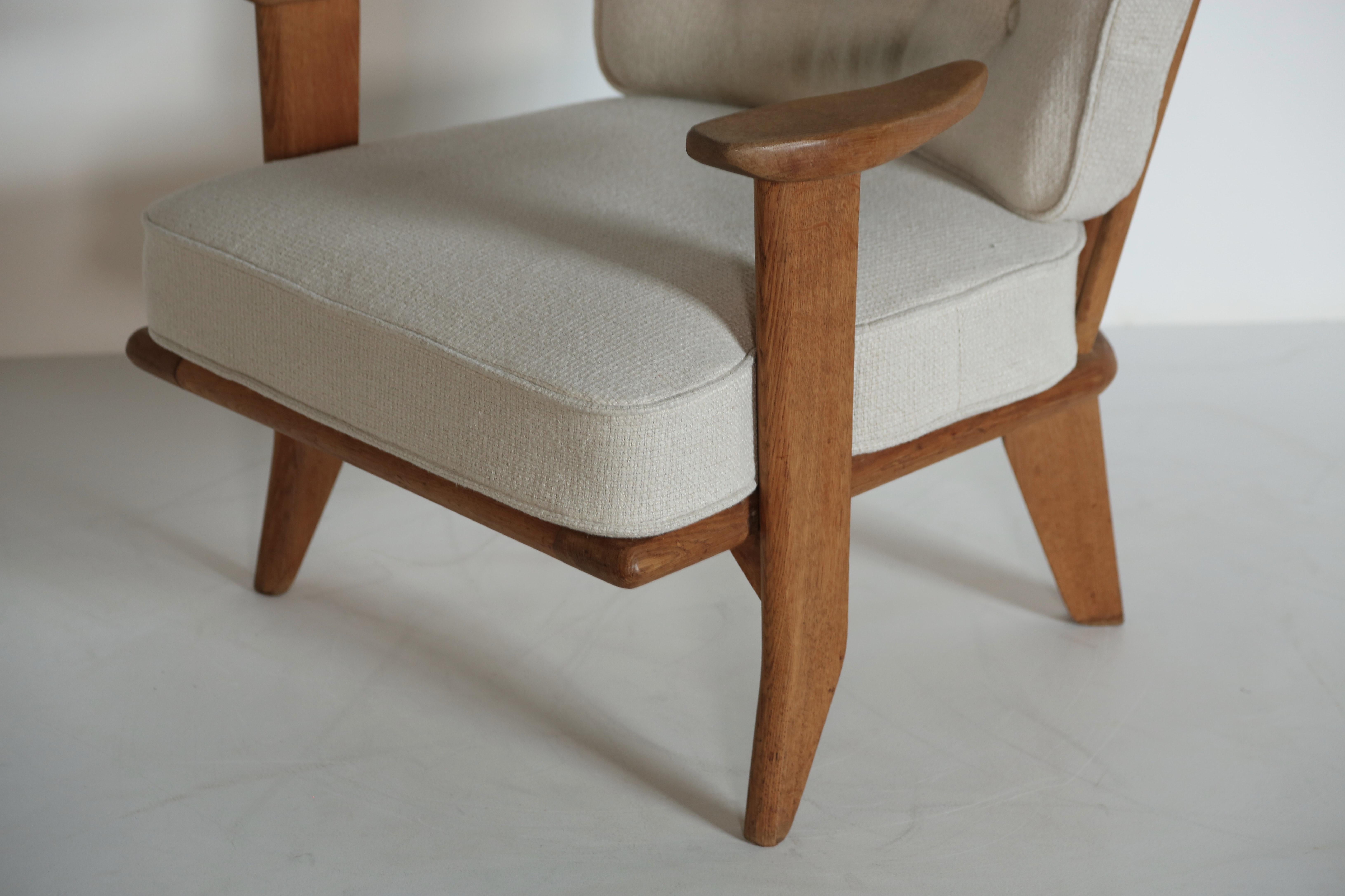 Guillerme et Chambron Oak Lounge Chair / Armchair No. 2, France, 1960s For Sale 3