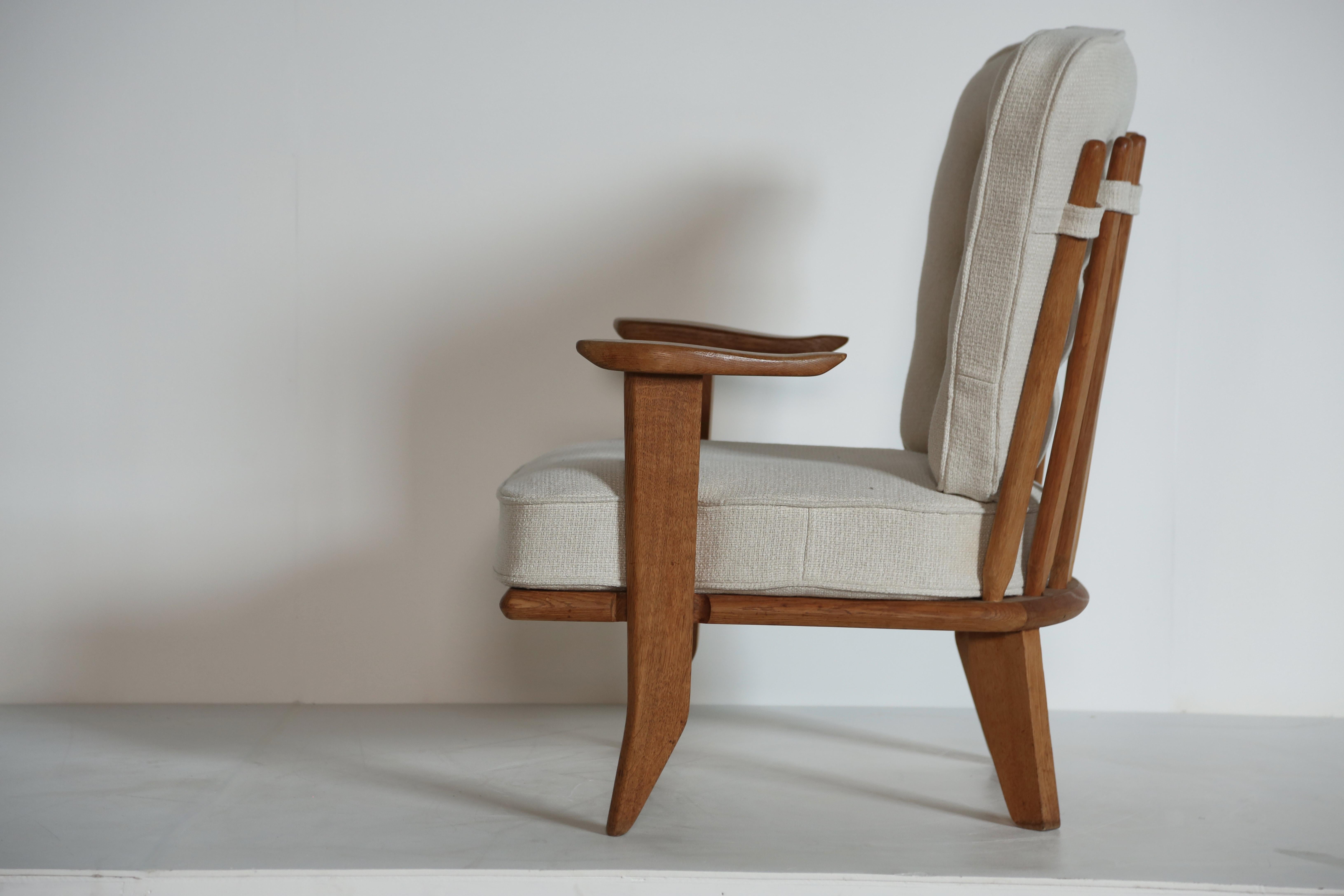 Guillerme et Chambron Oak Lounge Chair / Armchair No. 2, France, 1960s For Sale 5