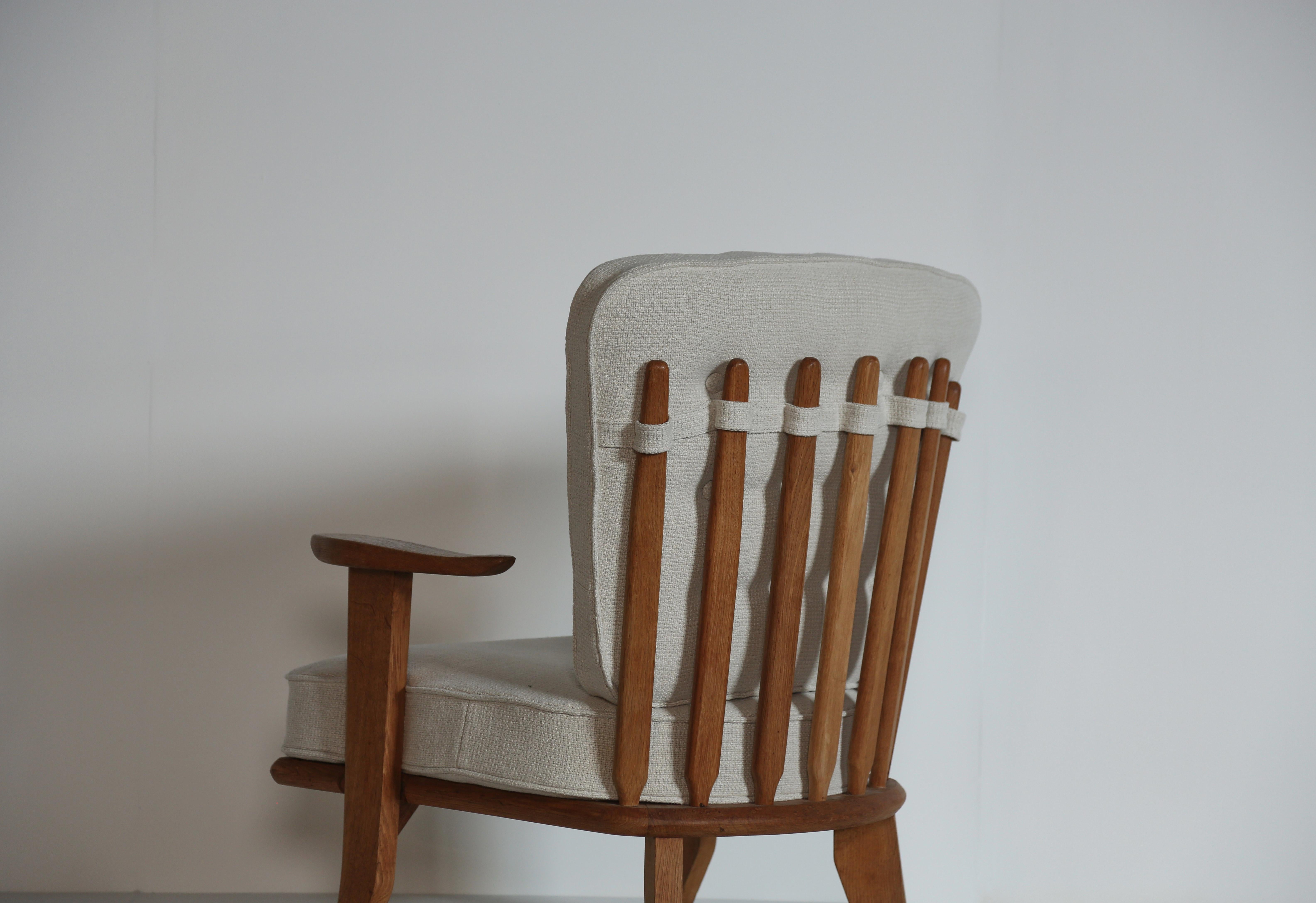 Guillerme et Chambron Oak Lounge Chair / Armchair No. 2, France, 1960s For Sale 6