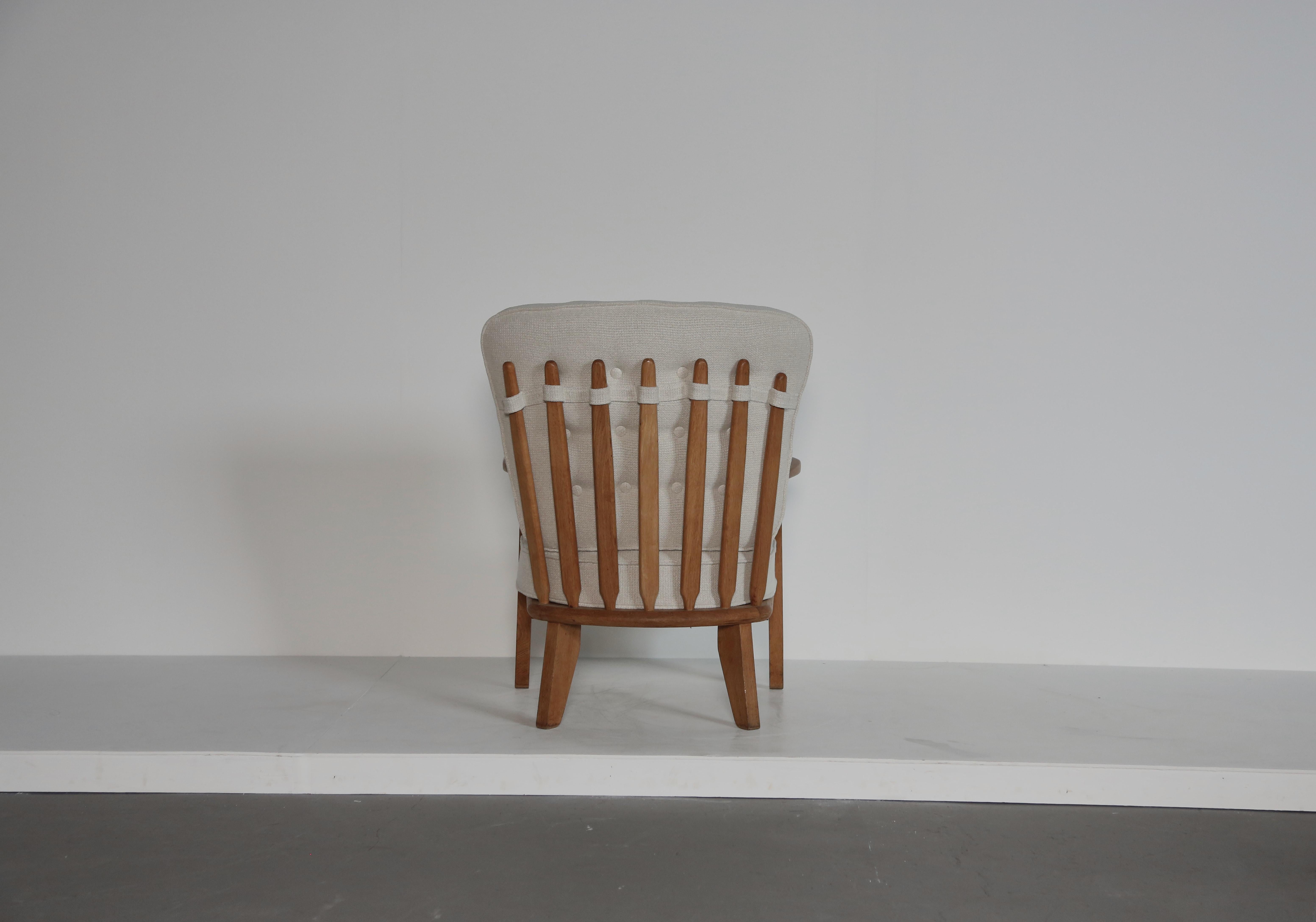 Guillerme et Chambron Oak Lounge Chair / Armchair No. 2, France, 1960s In Good Condition For Sale In LEWES, GB
