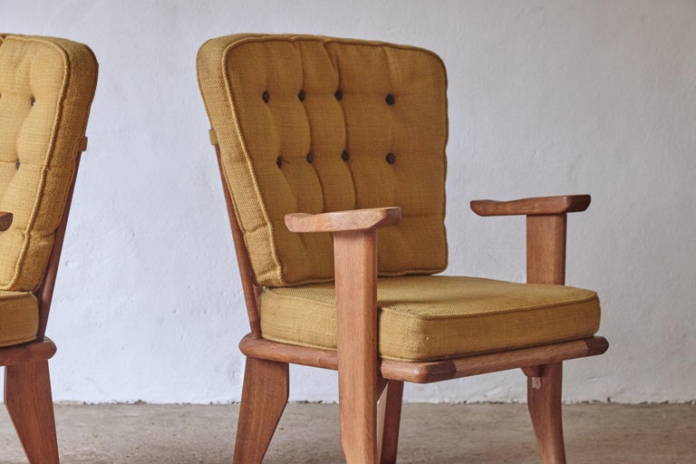 Guillerme et Chambron Oak Lounge Chairs / Armchairs, France, 1960s 6