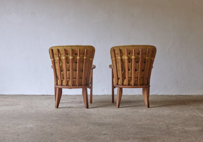 20th Century Guillerme et Chambron Oak Lounge Chairs / Armchairs, France, 1960s