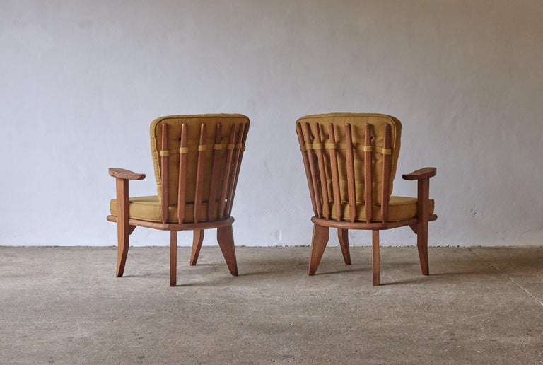 Guillerme et Chambron Oak Lounge Chairs / Armchairs, France, 1960s 1