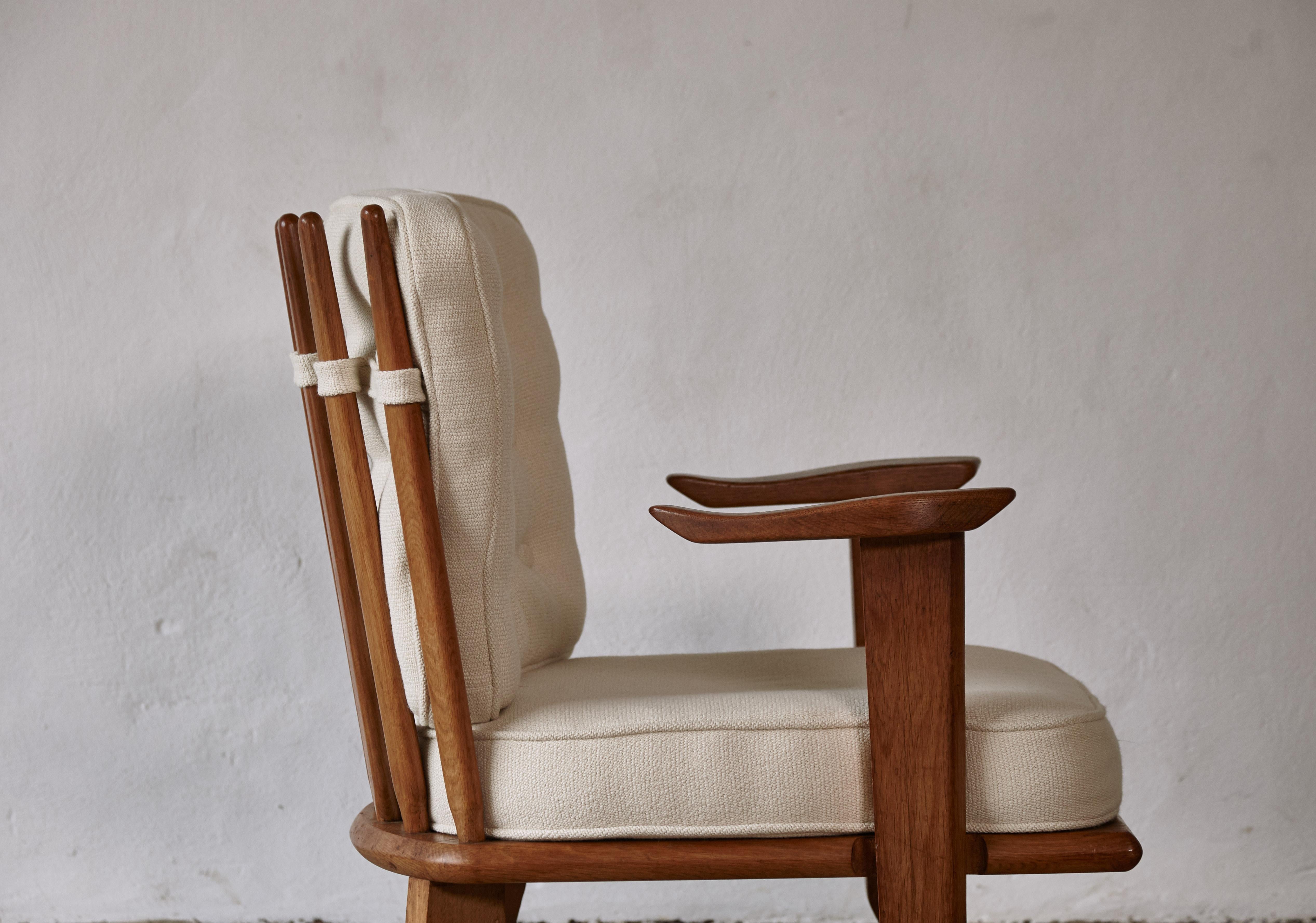 Guillerme et Chambron Oak Low Lounge Chair / Armchair, France, 1960s In Good Condition In London, GB