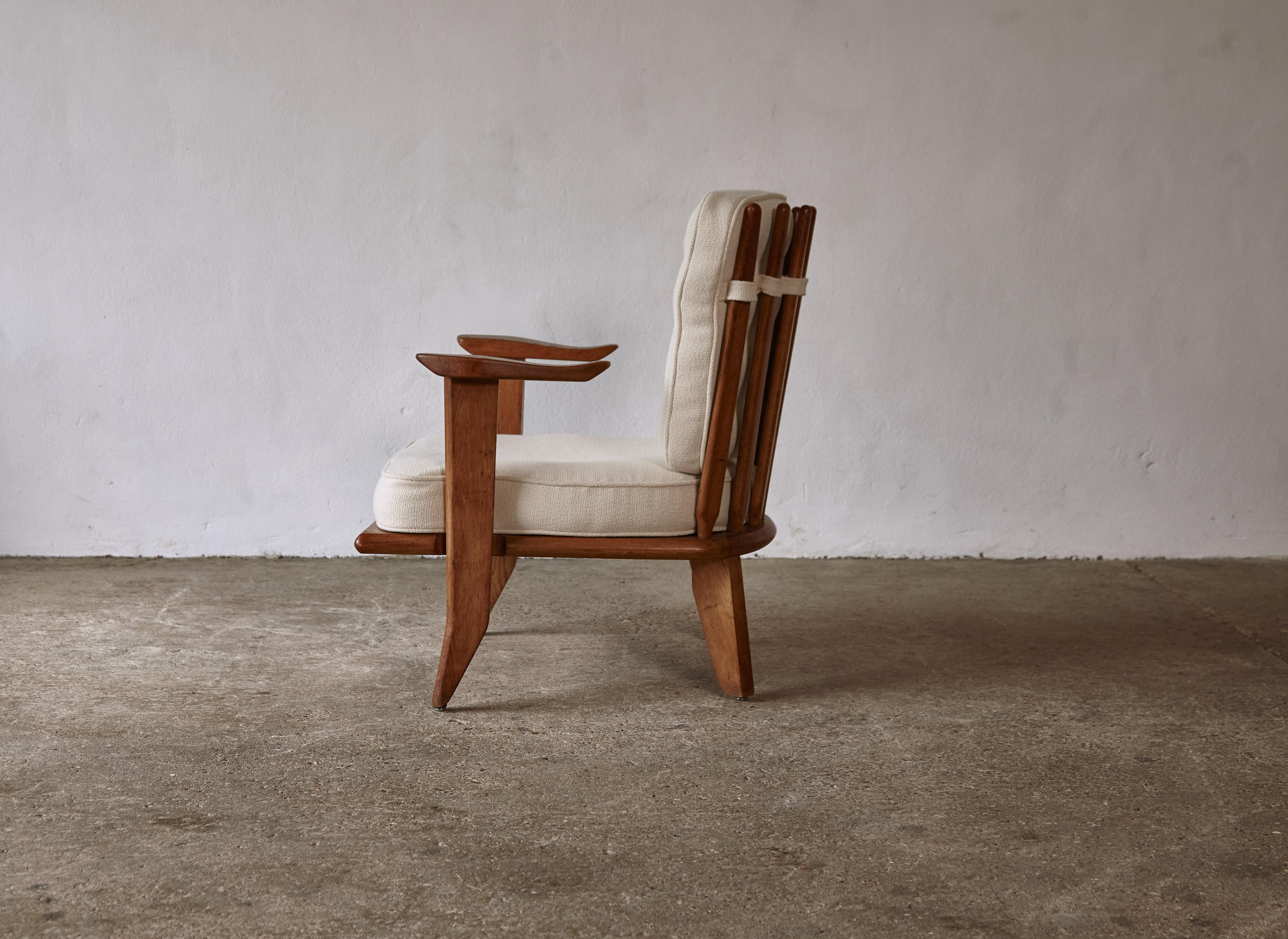 Guillerme et Chambron Oak Low Lounge Chair / Armchair, France, 1960s 2