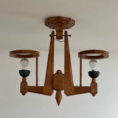 Guillerme et Chambron Oak Mid-Century Chandelier
