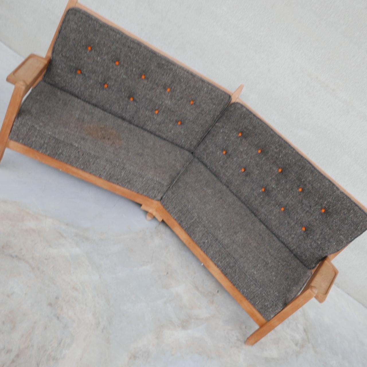 Guillerme et Chambron Oak Mid-Century French Angular Sofa 3
