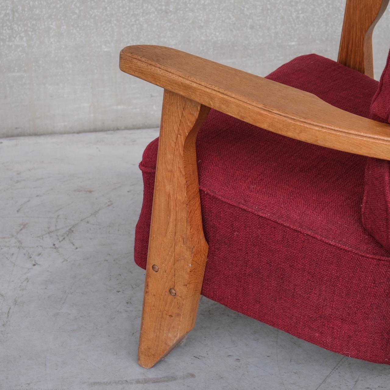 Guillerme et Chambron Oak Mid-Century French Armchair For Sale 3